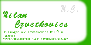 milan czvetkovics business card